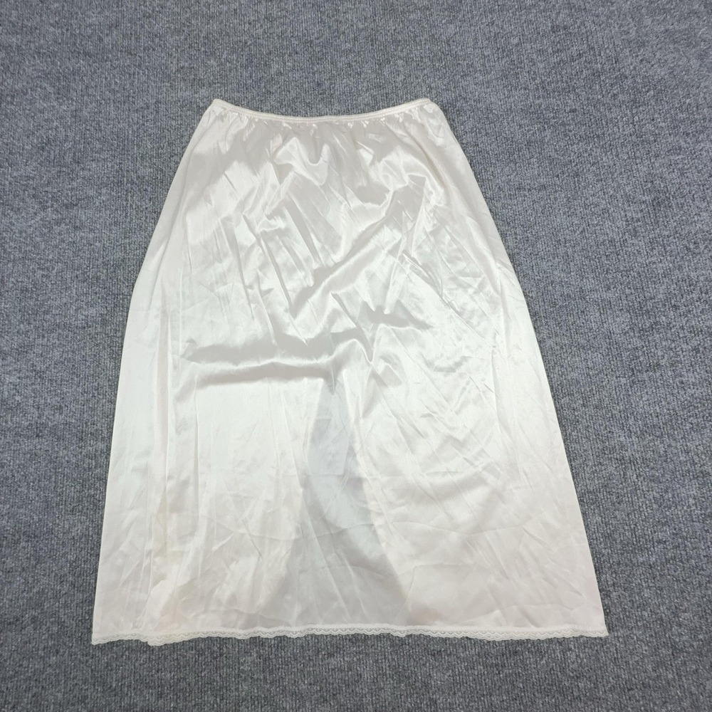 Vassarette Split Slip Womens Large White Nylon Satin Sheer Lace Trim Lingerie